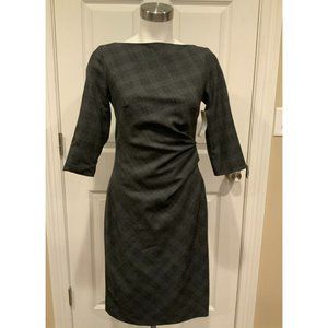 Weekend Max Mara Gray Prince of Wales Patterned Boatneck Dress, Size 4 (US)